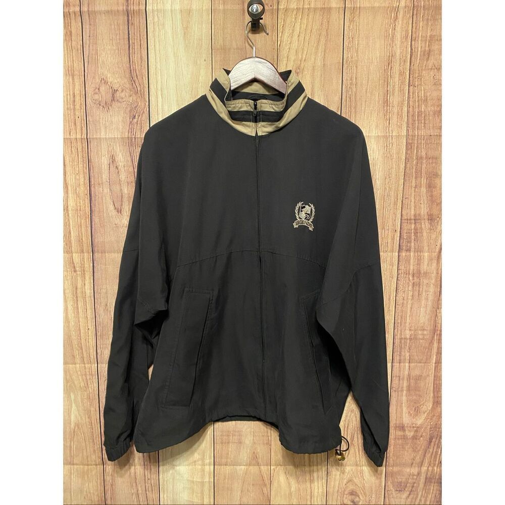 Cutter & Buck Large Legends Logo Full Zip Jacket black beige vintage style